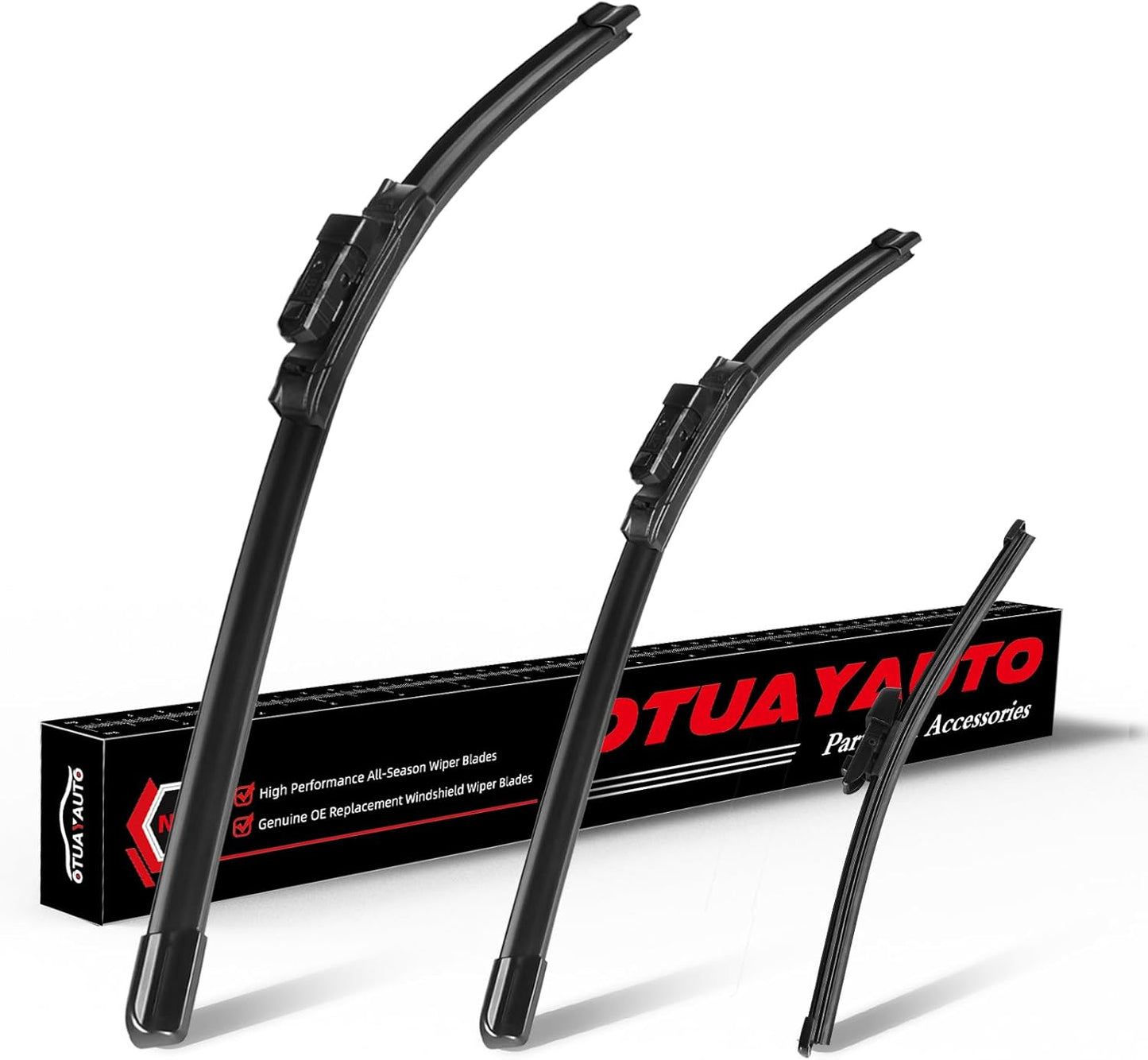 OTUAYAUTO Premium Windshield Wiper Blades - Replacement for Volkswagen VW Golf 15-21, E-Golf 15-20, GTI 15-21, All-Weather Performance, Front and Rear Wiper Blades, Top Lock - 26"+18"+11" (Pack of 3)