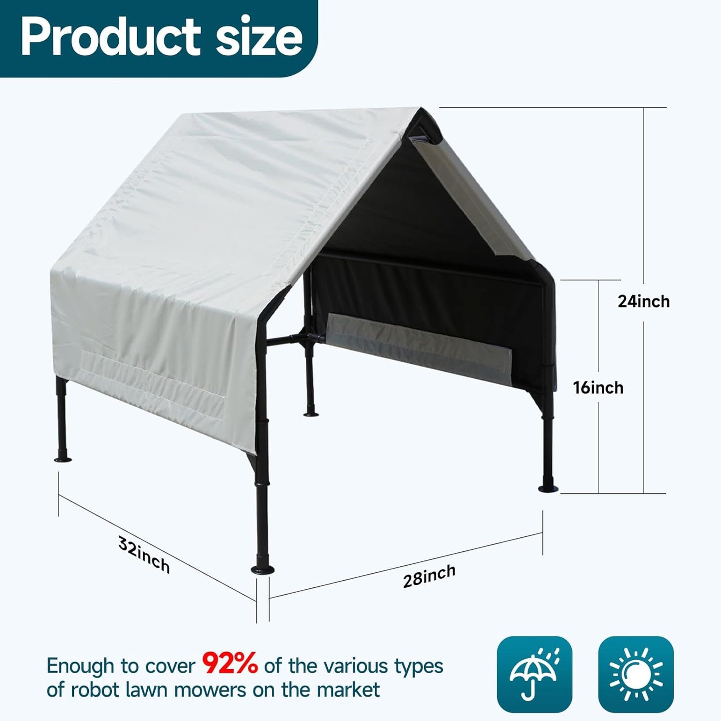 Robot Mower Garage, Wire Free Robot Lawn Mower Cover, Durable Water-Proof and Ultraviolet-Proof Polyester Oxford, 32 "x28x24, Suitable for All Types of Mowing Robots. (Large Size