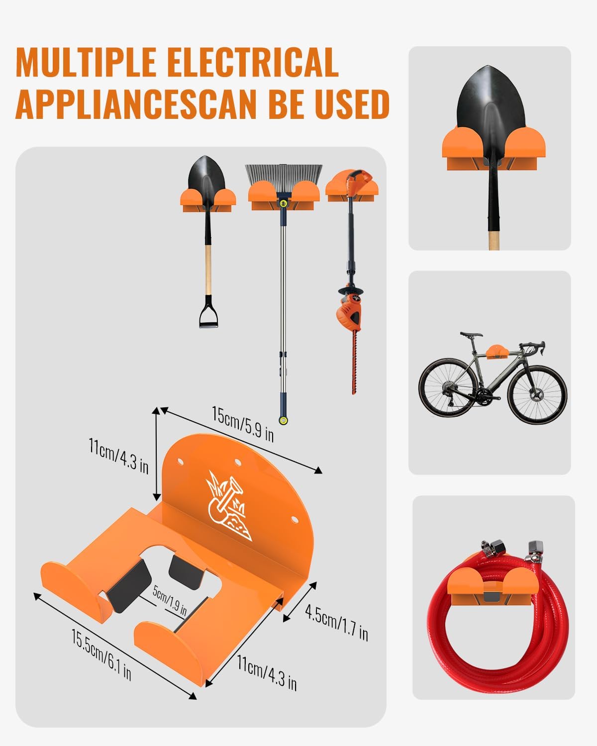 Weedeater Rack & Garden Tool Hanger - 180LB Heavy-Duty Alloy Steel Wall Mount Set, for Stihl Power Tools, Grass Trimmer, Garden Tools, Space-Saving Storage for Garage, Shed, Workshop