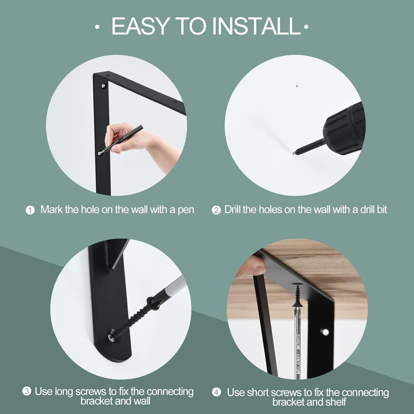 12 Pack L18 x H 12" Black Heavy Duty Shelf Brackets with Screws Metal Shelf Brackets Shelf Support Angle Brackets for Shelves L Brackets Heavy Duty Floating Shelf