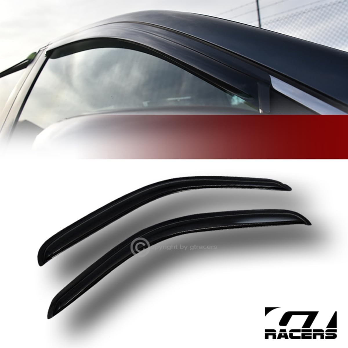 Dark Smoke Tint Window Visors Front Rear Deflector Sun/Rain/Wind Guards Shade for 1995-2004 Compatible with Toyota Tacoma - 2pcs