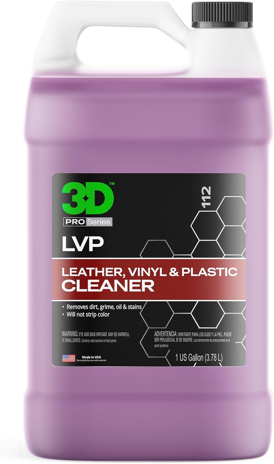 3D LVP Interior Cleaner - Removes Dirt, Grime, Grease, Oil & Stains from Leather, Vinyl & Plastic - Great for Seats, Steering Wheels, Door Panels, Dashboards - Car, Office, Home Use - 1 Gallon