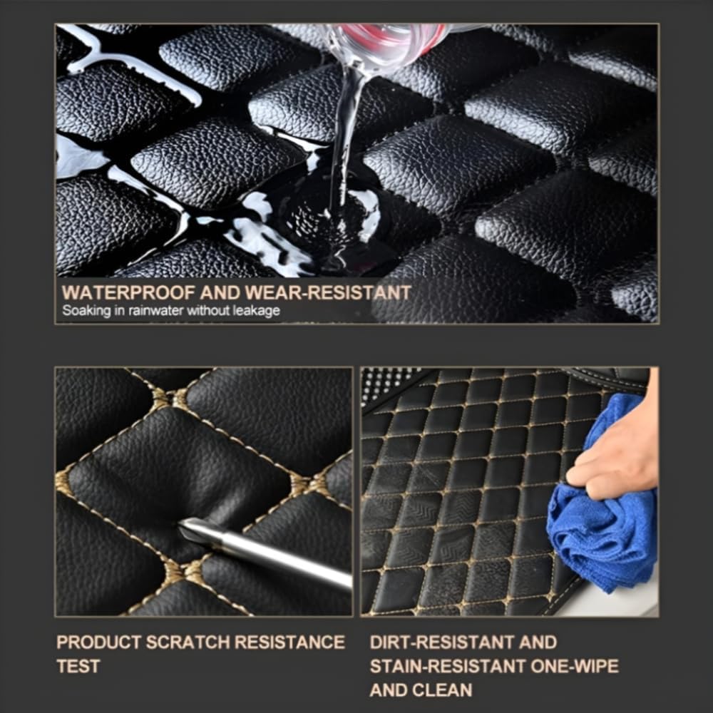 Add Personal Touch to Your Vehicle with IMEISH Customizable Logo Text Car Mats for 99% of vehiclesPads Protection Non-Slip Leather Floor Liners (Black Yellow Stripe)