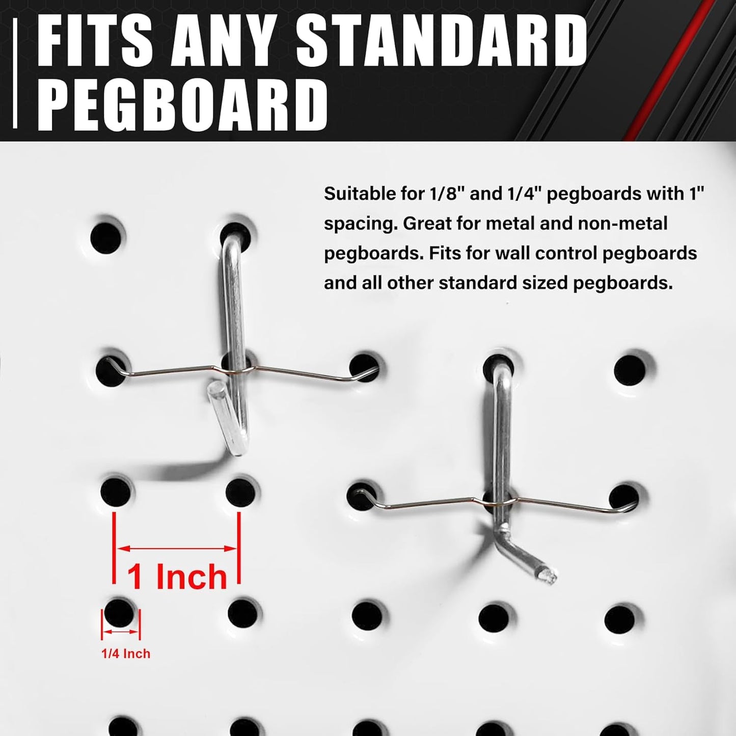 C&T 80 Piece Pegboard Hooks Assortment Kit, Pegboard Accessories Organizer Set with Bins, 1/8 and 1/4 in pegboard Hooks, for Hanging Tools, Organizing Various Tools,Garage Pegboard Wall Organization