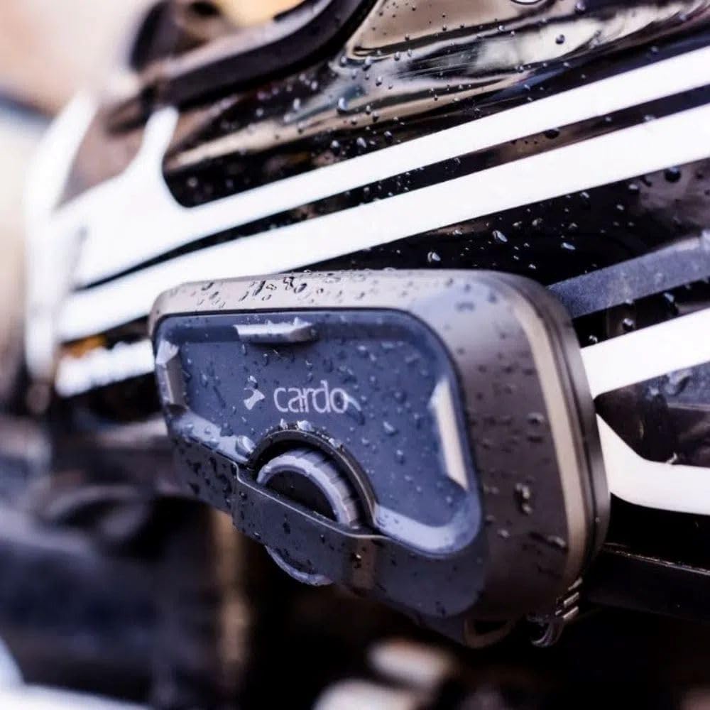 Cardo Systems FREECOM 4X Motorcycle 4-Way Helmet Bluetooth Communication System Headset Intercom, Universal Bluetooth Connectivity, Waterproof, 40mm Speakers - Dual Pack