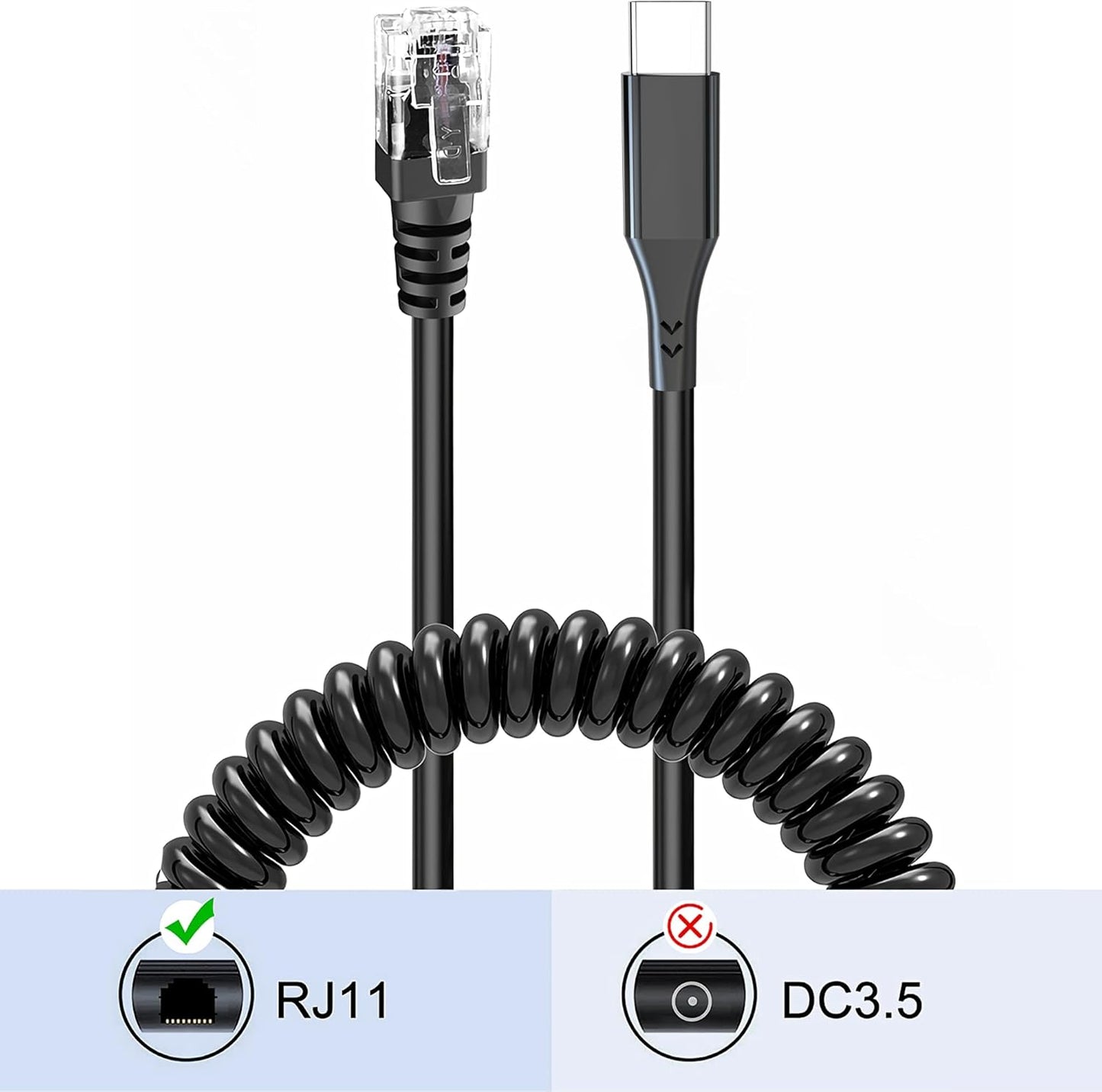 Radar Detector Cable,USB-C to RJ11 Plug Charging Kit,with Automatic Recognition and Matching Voltage Function,for Escort Max360 Unide Beltronics Cob'r'a DualPro 360 Radenso XP etc Radar Detector