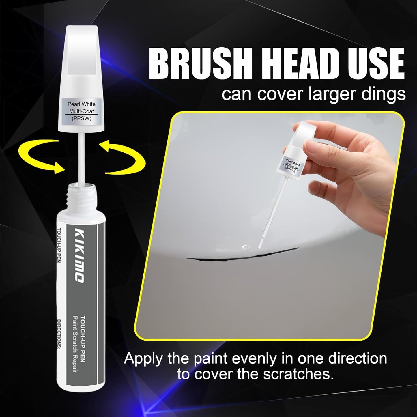 KIKIMO for Tesla Touch Up Paint(Deep Blue Metallic(PPSB)), Car Paint Repair Kit for Tesla Model Y/3/S/X, 2 In 1 Scratches Repair with Pen Tip and Brush, Color-Matched for Quick & Easy Fix