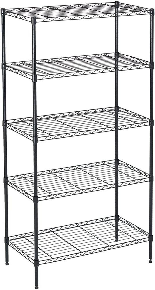 5 Tier Wire Shelving Unit Storage Rack, Metal Heavy Duty Utility Organizers, Organization Units for Products Plant Pantry, Garage, Laundry Racks Durable Shelf Stand,14"W x 30"L x 60"H, Black
