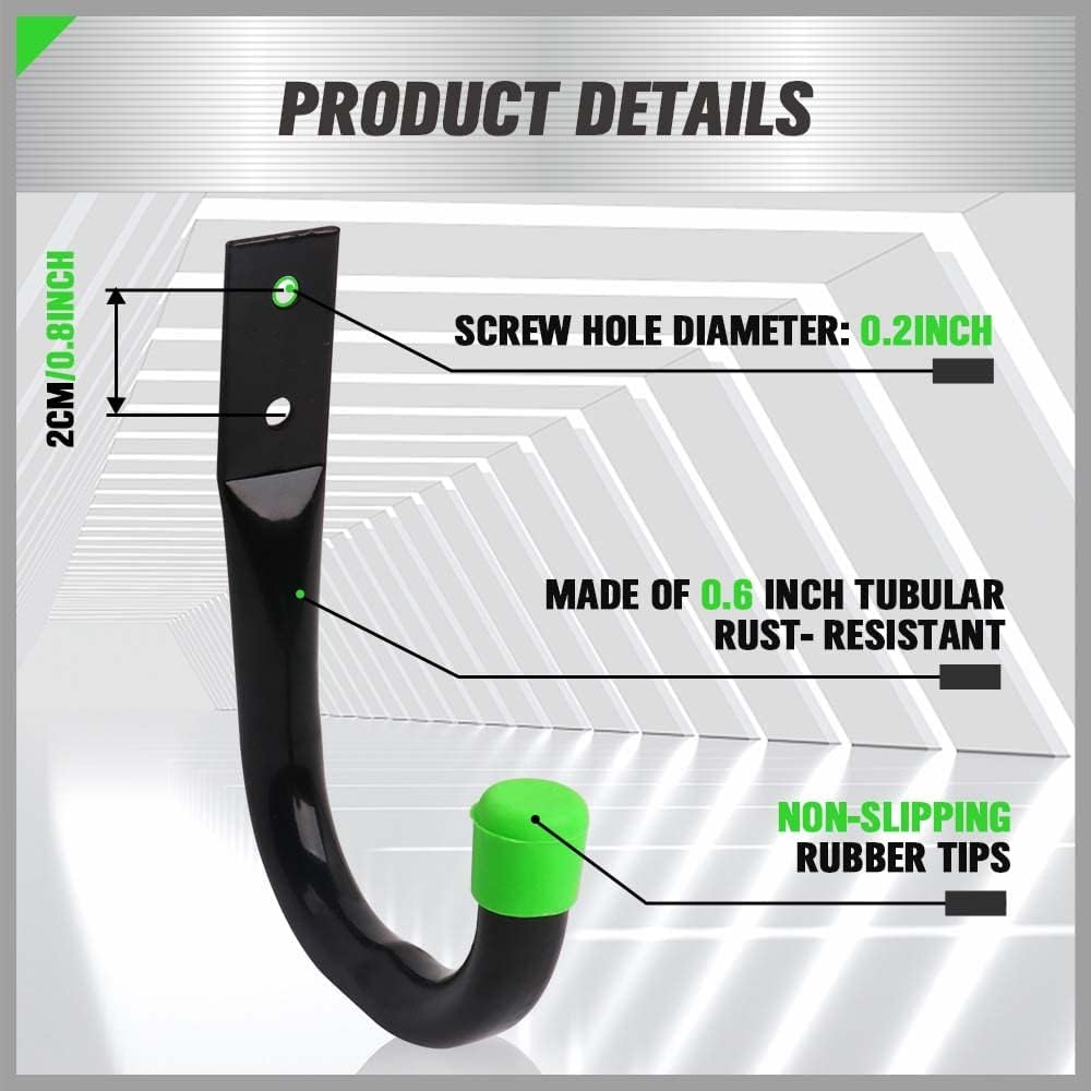 SWANLAKE Heavy Duty Garage Storage Utility Hooks, Utility Hooks for Garage Wall,Color Black (12PCS)