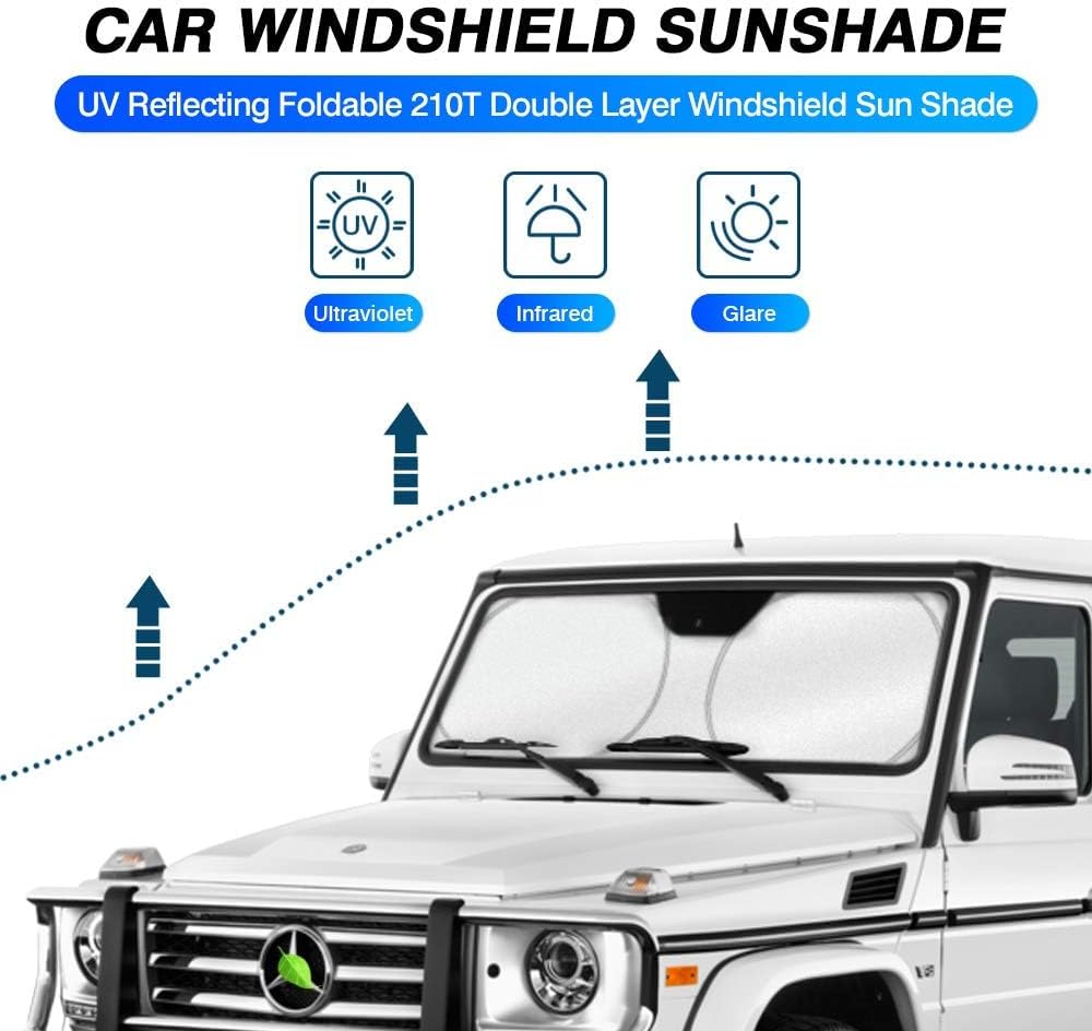 KUST Windshield Sun Shade Custom Fit for 1990-2018 Mercedes G W463 G550 G55 G63 G65 Accessories(Not for 2019-2021 Mercedes Benz G Class)Car Windshield Sunshade Window Sun Visor Protector Foldable Bloc