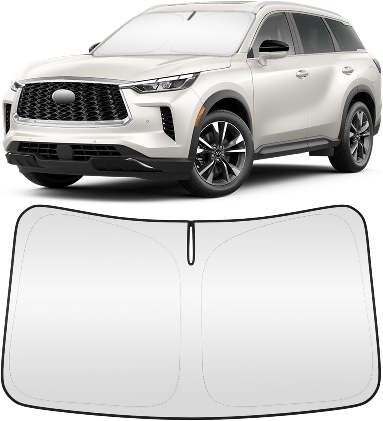 Windshield Sun Shade for Infiniti QX60 2022-2025 4-Layer Front Window Shade Custom Sun Visor 240T Shade Blocks UV Keep Your Car Cooler