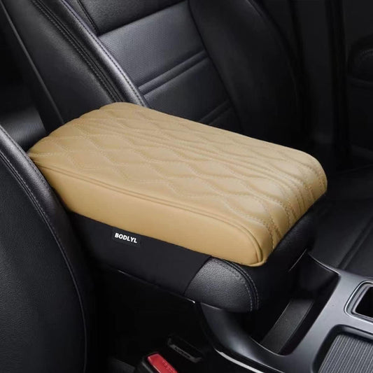 Car Center Console Cover, Memory Foam Car Armrest Cushion, Beige Auto Arm Rest Pad, Leather Arm Rest Covering Car, Hand Rest Pillow for SUV/Truck/Vehicle (Beige)