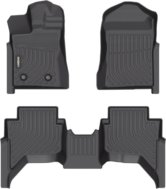 GINOWY-Floor Mats for Ford Ranger Supercrew 2024-2025, TPE All Weather Ranger Car Floor Mats, Custom Fit Non-Slip Waterproof Ranger Floor Liners Accessories Black