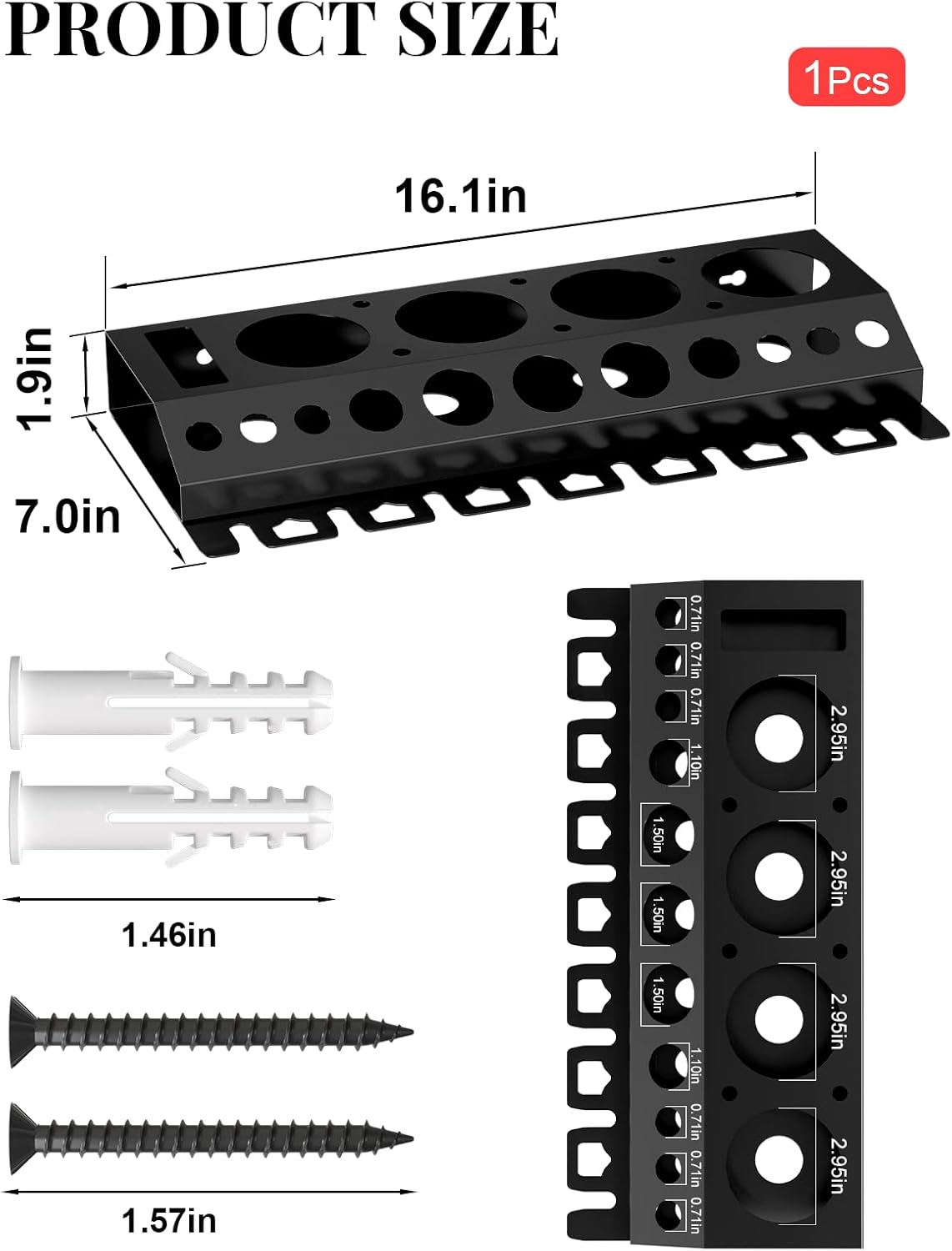 Spray Bottle Storage Rack, Wall Mount Bottle Organizer Car Detailing, Detailing Brush Organizer, Car Beauty Shop Accessory Display, 3/8" Air Tool Holder for Garage and Workspace, 1Pcs, Black
