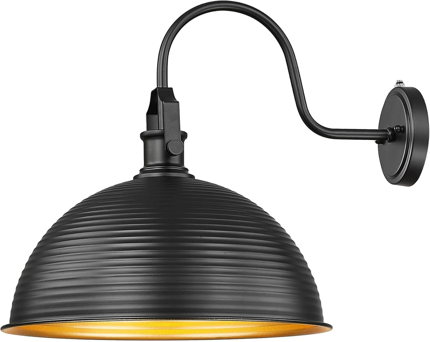 kudos Porch Light Motion Sensor 15.5" Large Outdoor Gooseneck Barn Light Fixture Black Farmhouse Wall Sconce Lantern for Entryway Garage, 1 Pack, KDOWL04-BK-L-LC