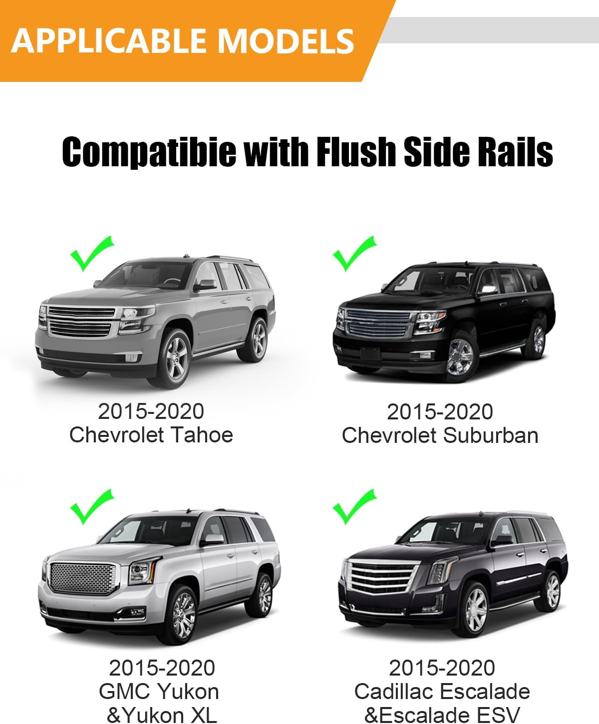 KINGGERI Lockable 220lbs Roof Rack Cross Bars Compatible with 2015-2020 Chevy Tahoe & Chevrolet Suburban, GMC Yukon & Yukon XL, Cadillac Escalade & Escalade ESV, Heavy Duty Aluminum Roof Rails