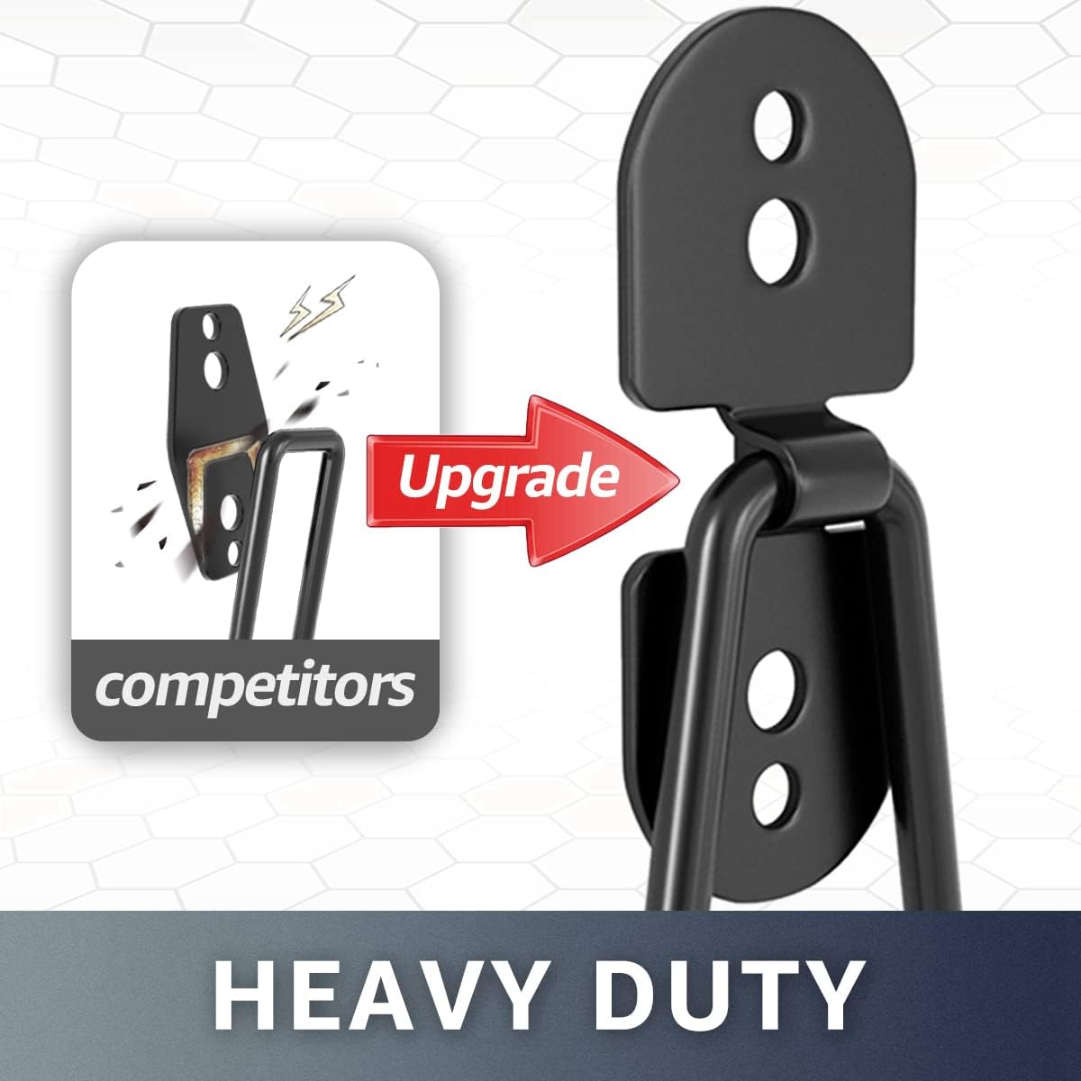 Garage Hooks 4-Pack, 11.8" Long Large Shed Storage Hanger Garden Tool Hook Heavy Duty Wall Mount Double Holder with 2 Extension Cord Storage Straps, Organize Yard Utility Hanging Ladder Black