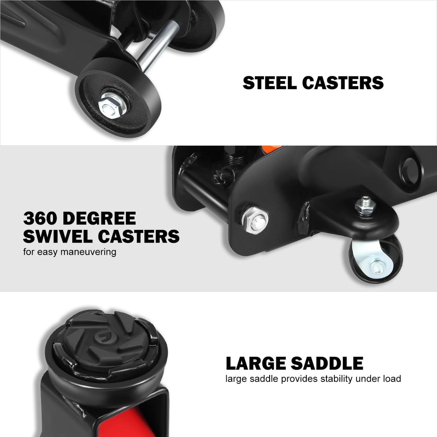 DNA MOTORING Floor Jack with Socket and Lock, Low Profile Hydraulic Trolley Jack for Cars Lift, 2 Ton (4000 lbs) Capacity, Lifting Range 5.12"-13", Red, TOOLS-00677-RD