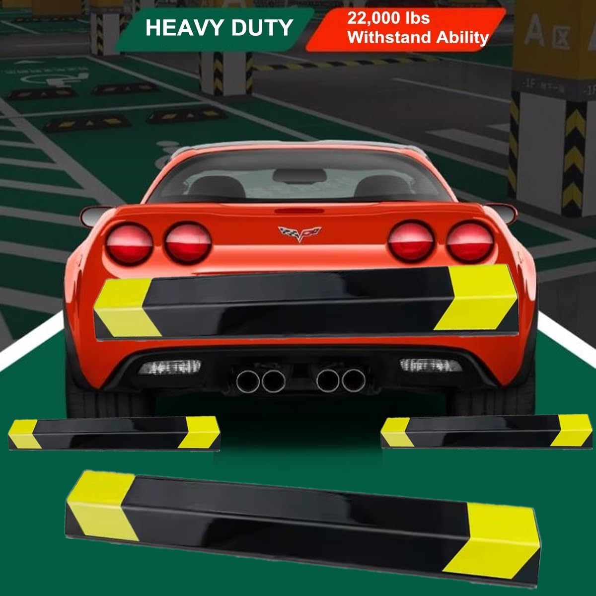 2 Pack 16" Parking Aid for Garage Heavy Duty, Car Parking Stopper for Garage, Parking Aids Protects Car, Parking Stopper Easy to Install (2 Pack 16" L x 1.25" H)