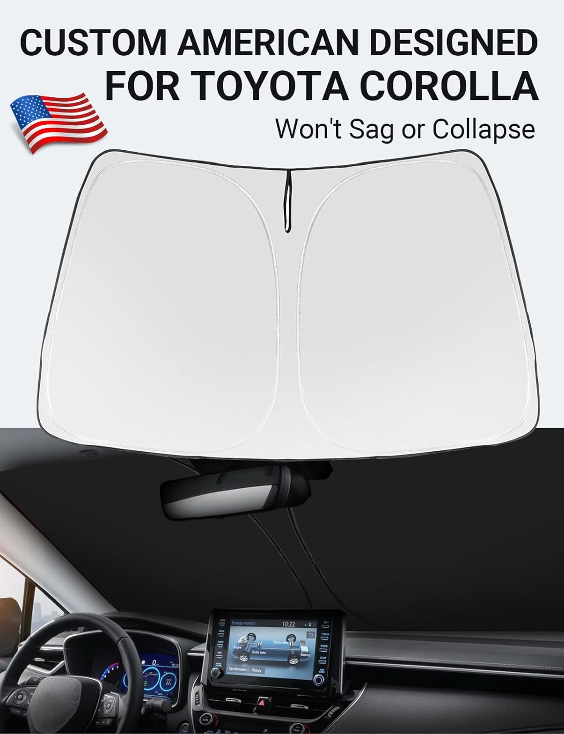 Proadsy for Toyota Corolla 2019-2024 2025 Windshield Sun Shade 4-Layer Foldable Front Sunshade Protector Sun Visor Blocks UV Rays Keep Car Cooler