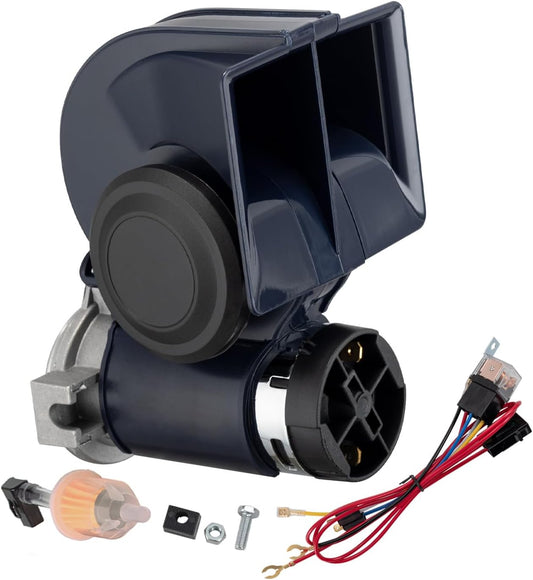 Air Horn,12V 150DB Loud Train Horn kit for Car Truck Motorcycles,Boat Airhorn Loud Truck Horn (blue horn with wire, 12v)