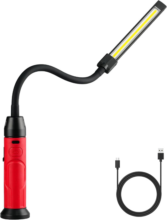 Rechargeable Work Light Magnetic, 800LM LED Work Light with Flexible Gooseneck, 3 Modes Mechanic Light for Work Bench, Auto Repair, Lathe, Gift for Men