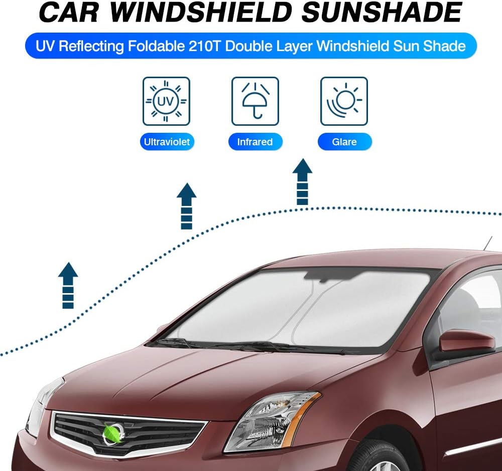 KUST Windshield Sun Shade for Nissan Sentra 2007-2012 Accessories Custom Fit Sunshade Foldable Window Sun Visor Protector Blocks UV Rays Keep Your Car Cooler