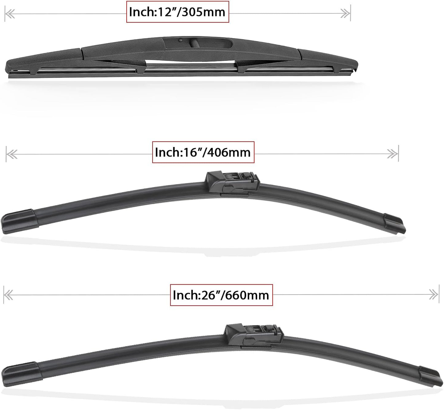 Windshield Wiper Blades Replacement for Subaru Crosstrek Impreza 2017 2018 2019 2020 2021 2022 2023 Original Factory Quality Front Rear Wipers Blade Set for My Car - 26" 16" 12" (Pack of 3)