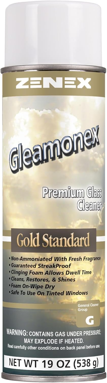 Zenex Gleamonex Premium Glass Cleaner - Fast Streak-Free Glass Cleaner Spray | Ammonia Free & Tint Safe | Removes Dirt, Grease, Smoke Film | For Glass & Plexiglas | Fresh Scent | 19 oz (2 Pack)