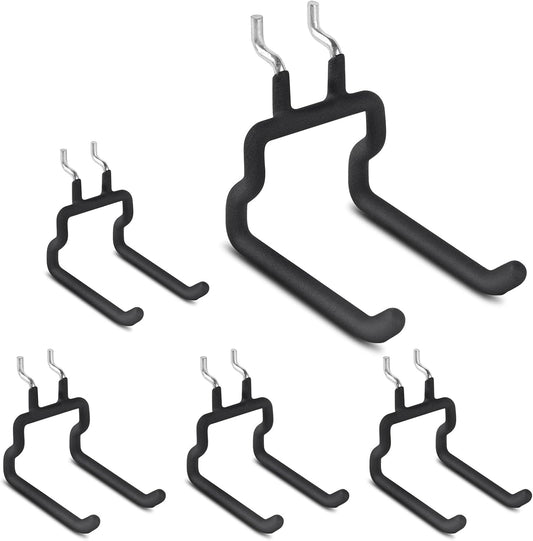 LIGHT DUST Utility Heavy Duty Pegboard Hooks - 5Pack Peg Board Accessories for Hanging Tools Fit 1/4" Peg Holes - Pegboard Organizer Large Tool Holders for Garage Workshop Shed
