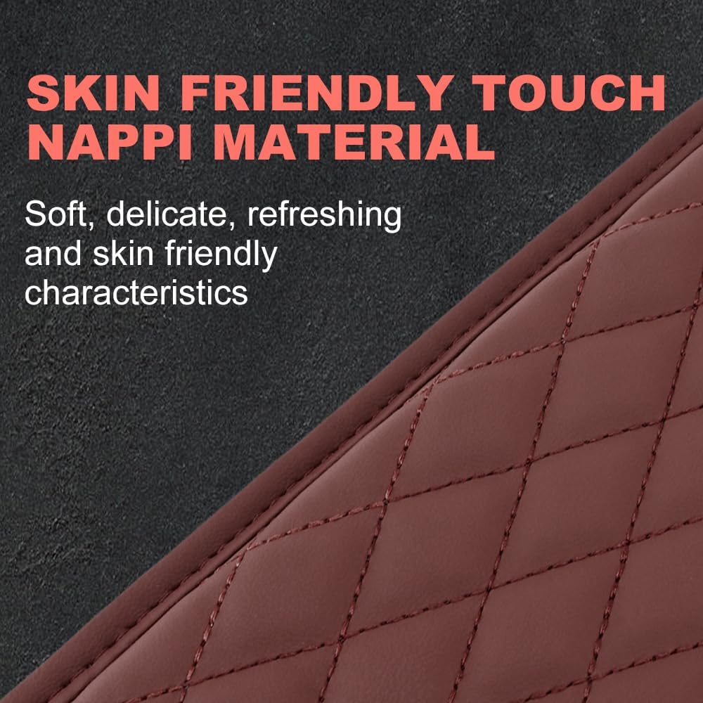 Memory Cotton Leather Car Armrest Box Pad, 2025 New Universal Style Memory Cotton Car Armrest Box Pad, Upgrade Vehicle Seat Box Cushion Protector for SUV Truck (Light Brown)