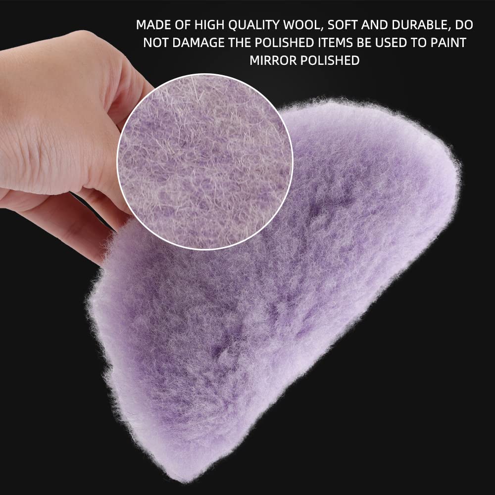 SPTA 2Pcs 6Inch (150mm) Wool Cutting Pad Set, Purple Wool Buffing and Polishing Pad for Heavy Cut, Car Polisher