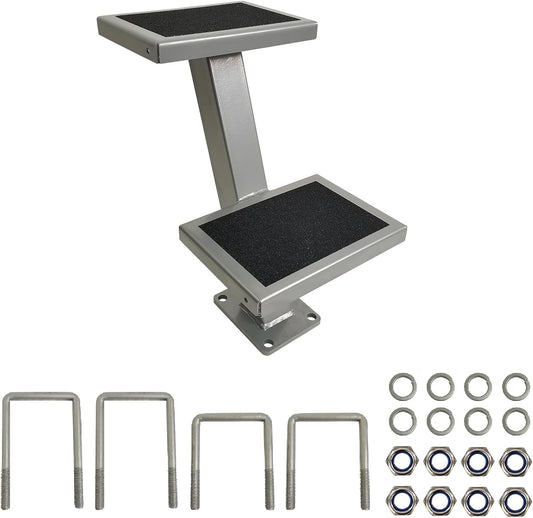 Universal 2 Double Steps Boat Trailer Ladder Boarding Step Fit for Trailer Tongue up to 3" x 4"