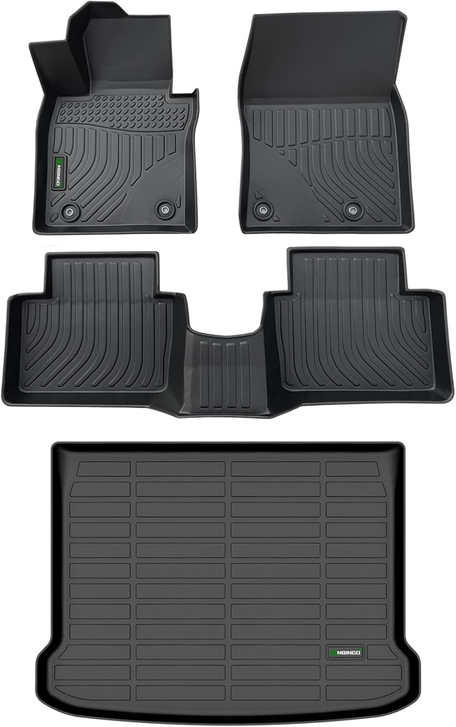 ANBINGO®-Floor Mats & Cargo Liner Custom for Mazda 3 2025 2024 2023 2022 2021 2020 2019(Only Fits Hatchback Models) All Weather Protection TPE Floor Liners Front & Rear Row Full Set Accessories Black