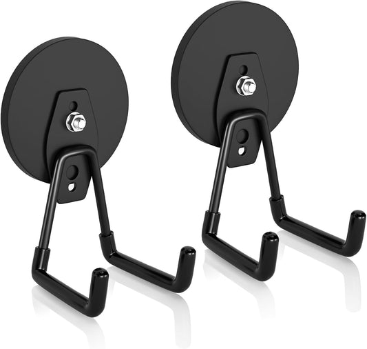 ENUODA Strong Magnetic Hooks Heavy Duty 2 Pack Garage Hooks Heavy Duty Magnet Utility Hooks for Hanging Yard Tools Extension Hose Power Tools Workshop Organization Outdoor Indoor, 25Lbs