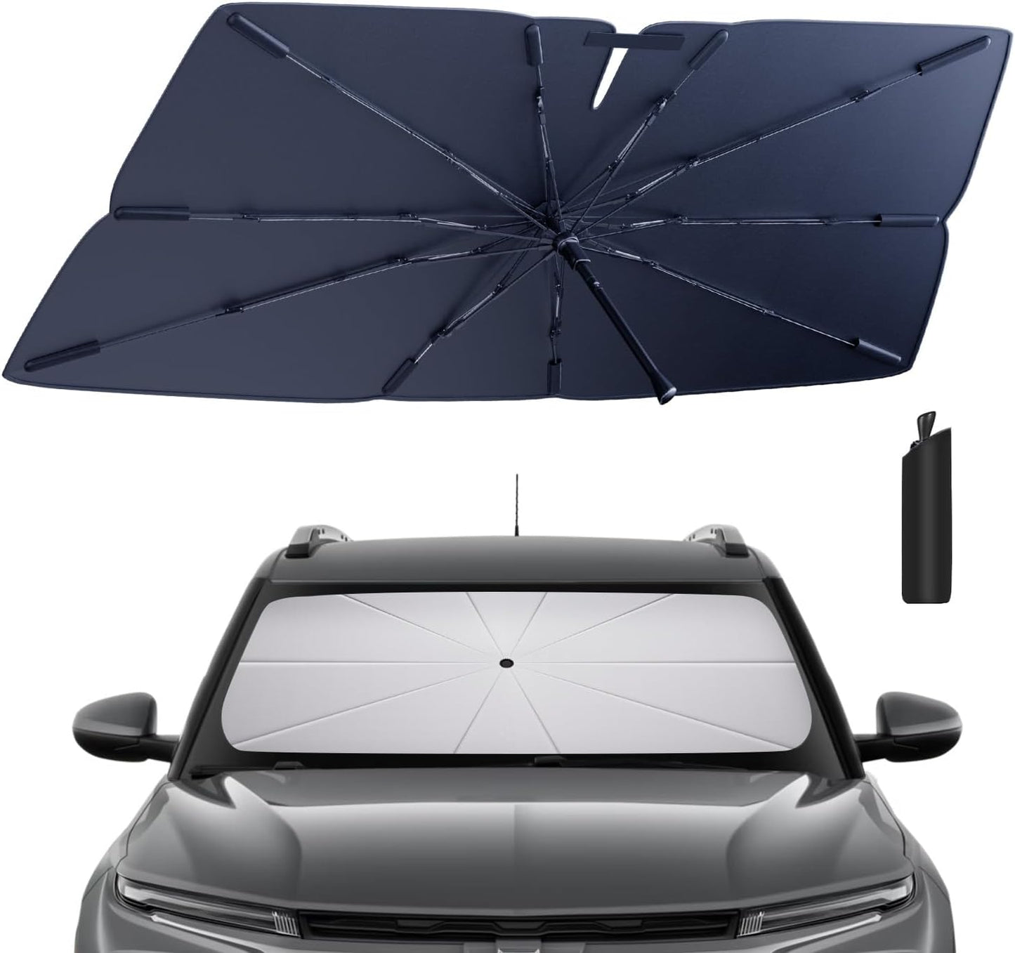 Windshield Sun Shade Umbrella Compatible with 2021-2025 Chevy Trailblazer Accessories: Custom Fit 210T Silver, Foldable Sunshade Front Window Sun Visor, Blocks UV Rays Keeps Car Cool for L, LS, LT, RS