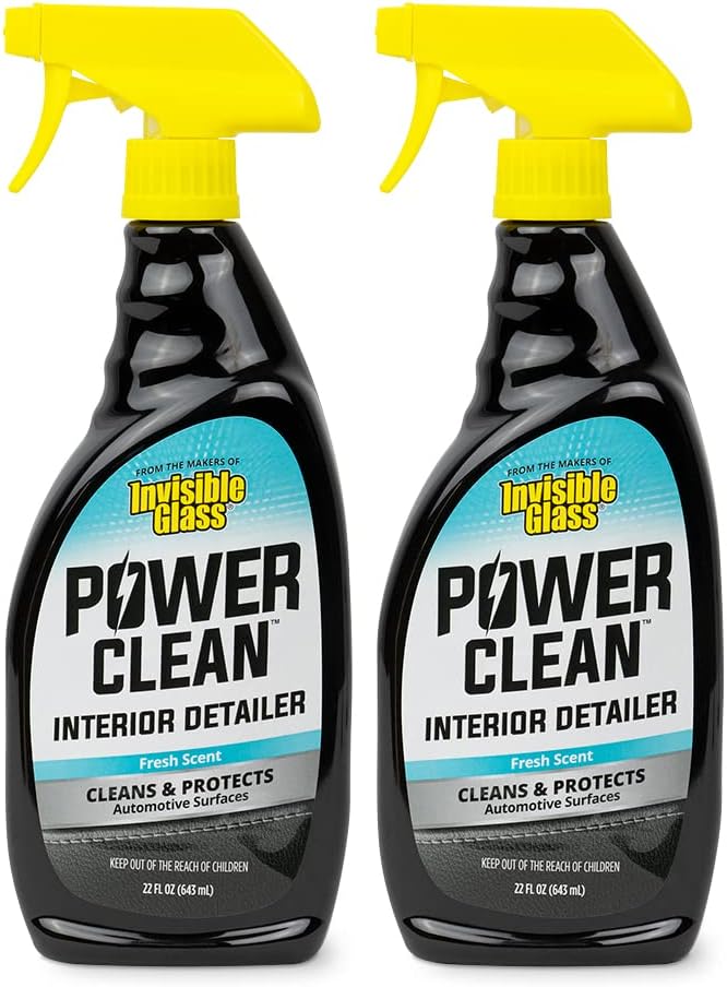 Invisible Glass 92024-2PK Power Clean Automotive Interior Detailer Cleaner Protectant and Conditioner to Restore Interior Surfaces Prevent Fading, 22 Fl Oz, Pack of 2