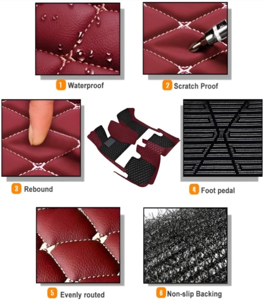 Add Personal Touch to Your Vehicle with IMEISH Customizable Logo Text Car Mats for 99% of vehiclesPads Protection Non-Slip Leather Floor Liners (White and Black Beige)