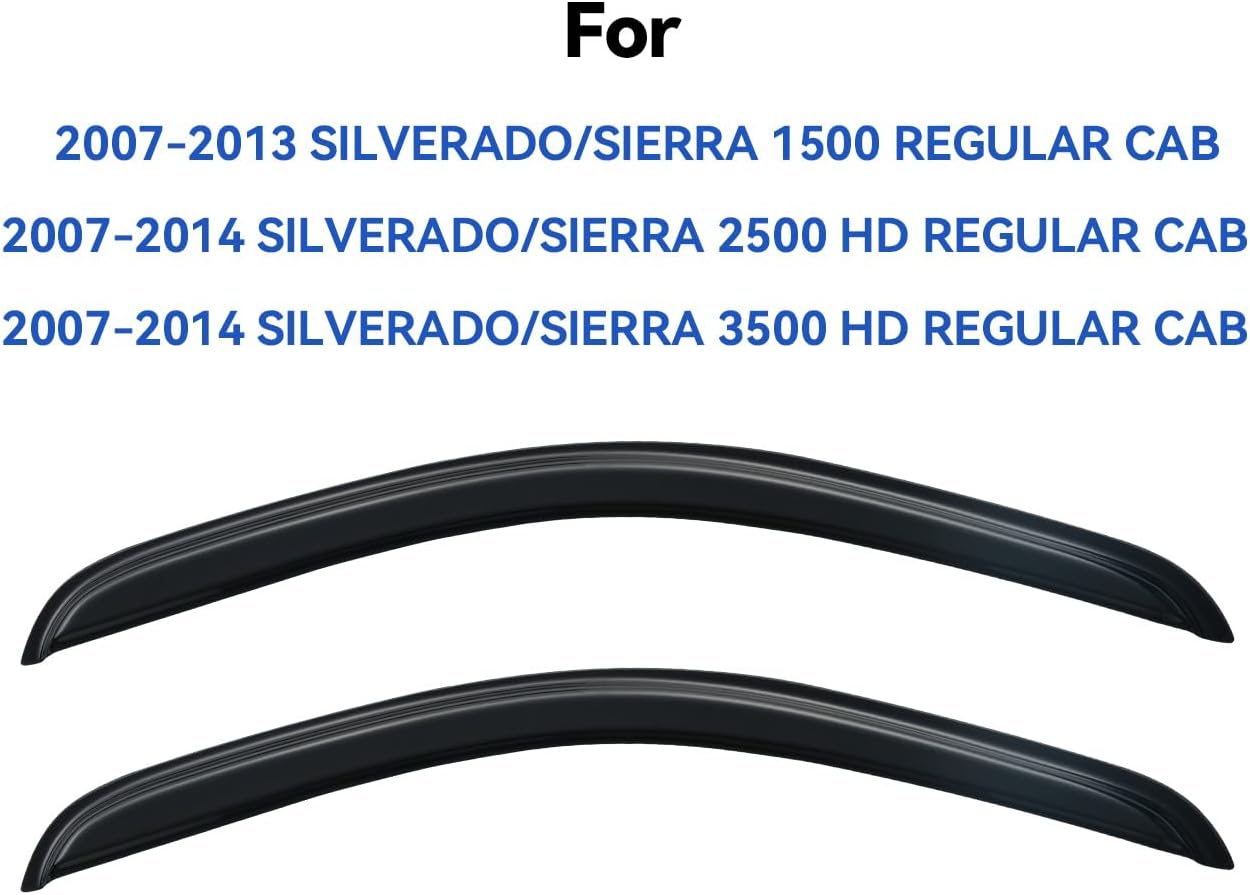 Window Visors Rain Guards for 2007-2013 Chevy Silverado/GMC Sierra 1500 Regular Cab, Window Vent Wind Deflectors Visors Shades for 07-14 Silverado/Sierra 2500HD 3500HD Standard Cab