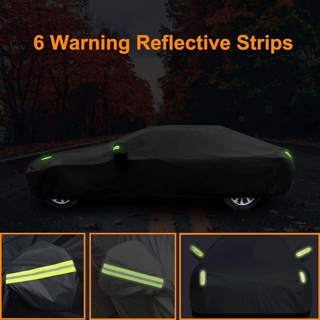 Heavy Duty Custom Car Cover Compatible with Dodge Challenger 2008-2024/ Charger 2006-2023, Waterproof All Weather Rain Snow Sun UV Cover with Cotton Lining, Outdoor Windproof Car Protection