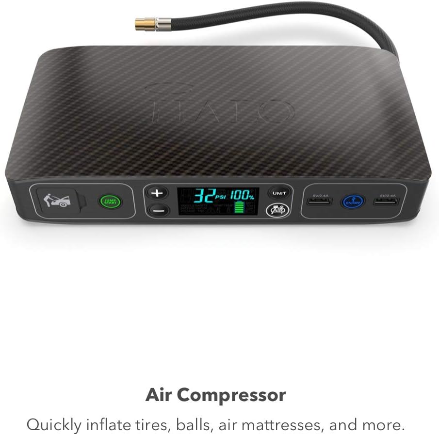 HALO Bolt Air 58830 Portable Car Battery Jump Starter | 100 PSI Air Compressor, 58.8Wh USB Power Bank, Emergency Floodlight & Charger, Jump Cars SUVs & Trucks, Inflate Tires, TSA Approved — Rose Gold