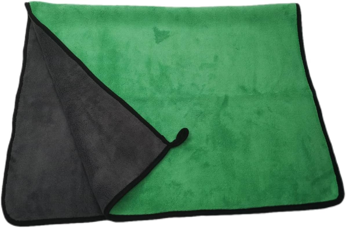 Large Microfiber Drying Towel for Car, Great Thick Soft Plush Towels, 36 x 24inches 800GSM Thickness, Quality, Washable, Absorbency No Scratch Lint Free Drying Towel (36 x 24inches,Grey-Green,1pack)