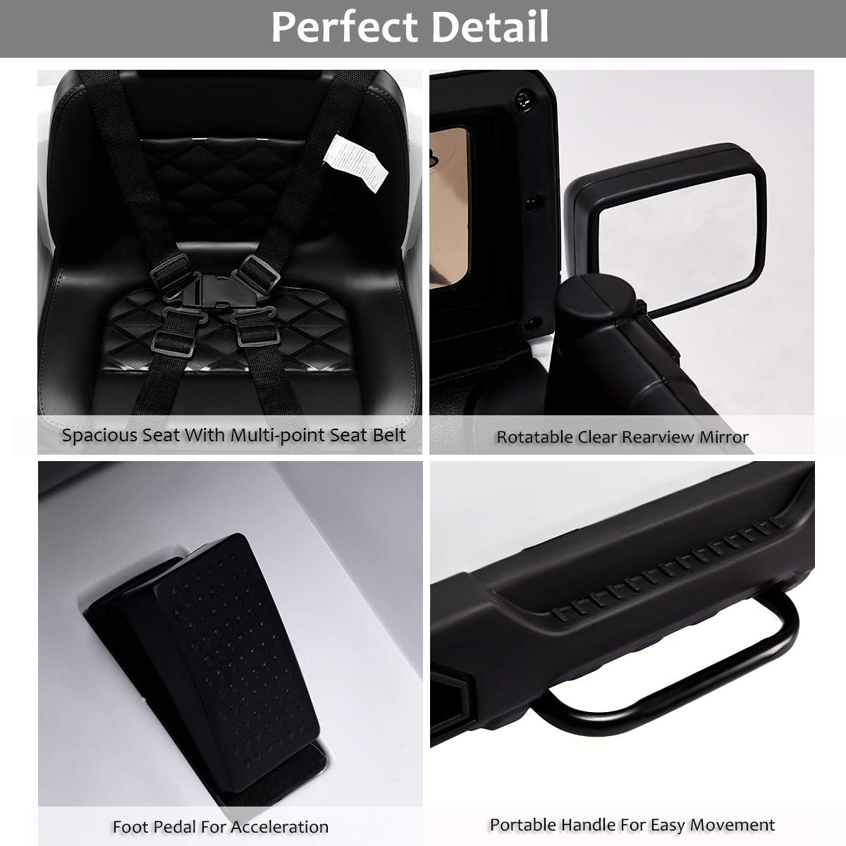 Costzon Ride On Car, 12V Battery Powered Electric Ride On Truck w/Parental Remote Control, LED Lights, Double Doors, Safety Belt, Music, MP3 Player, Spring Suspension (White)