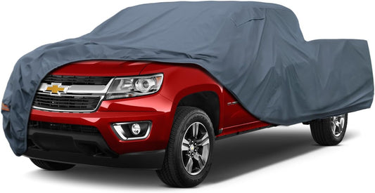 16 Layers Truck Cover Waterproof All Weater - See Vehicle Size Chart - Heavy Duty Outdoor Truck Pickup Cover for Chevrolet Colorado, Toyota Tacoma/Tundra etc. Length up to 220 inch.