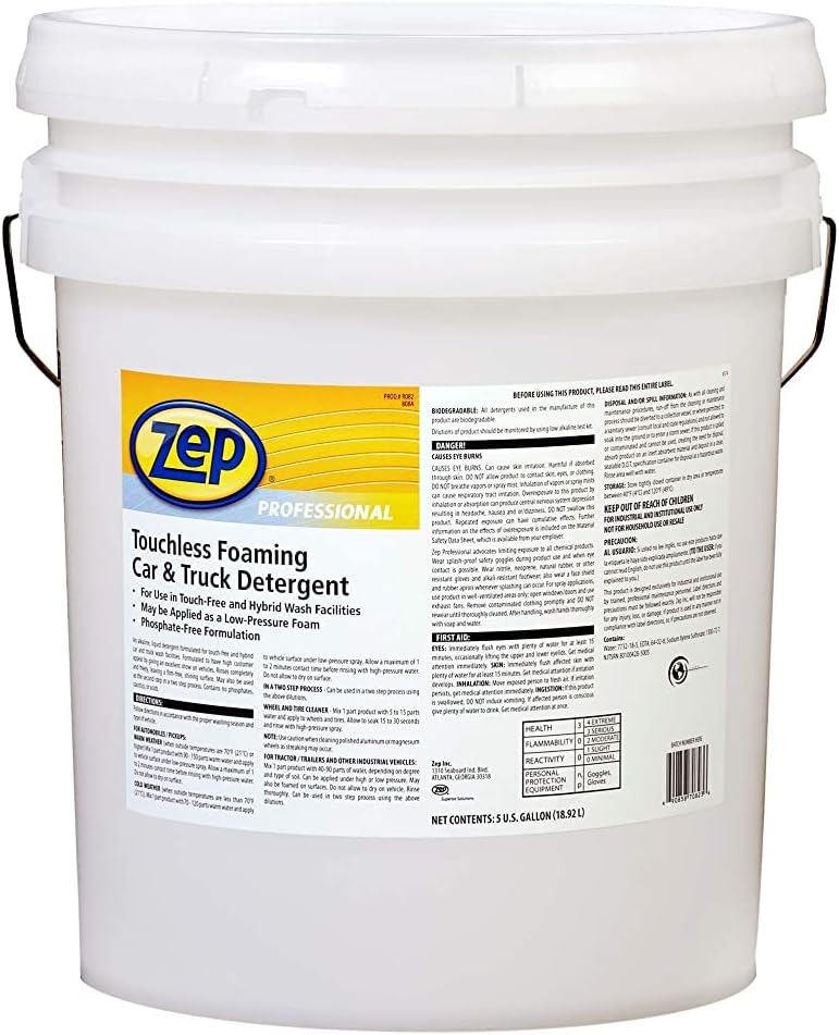 Zep Professional Touchless Vehicle Detergent, 5 Gallon (1-Pack) 1041568, R08235 - Great for Auto and Truck Maintenance