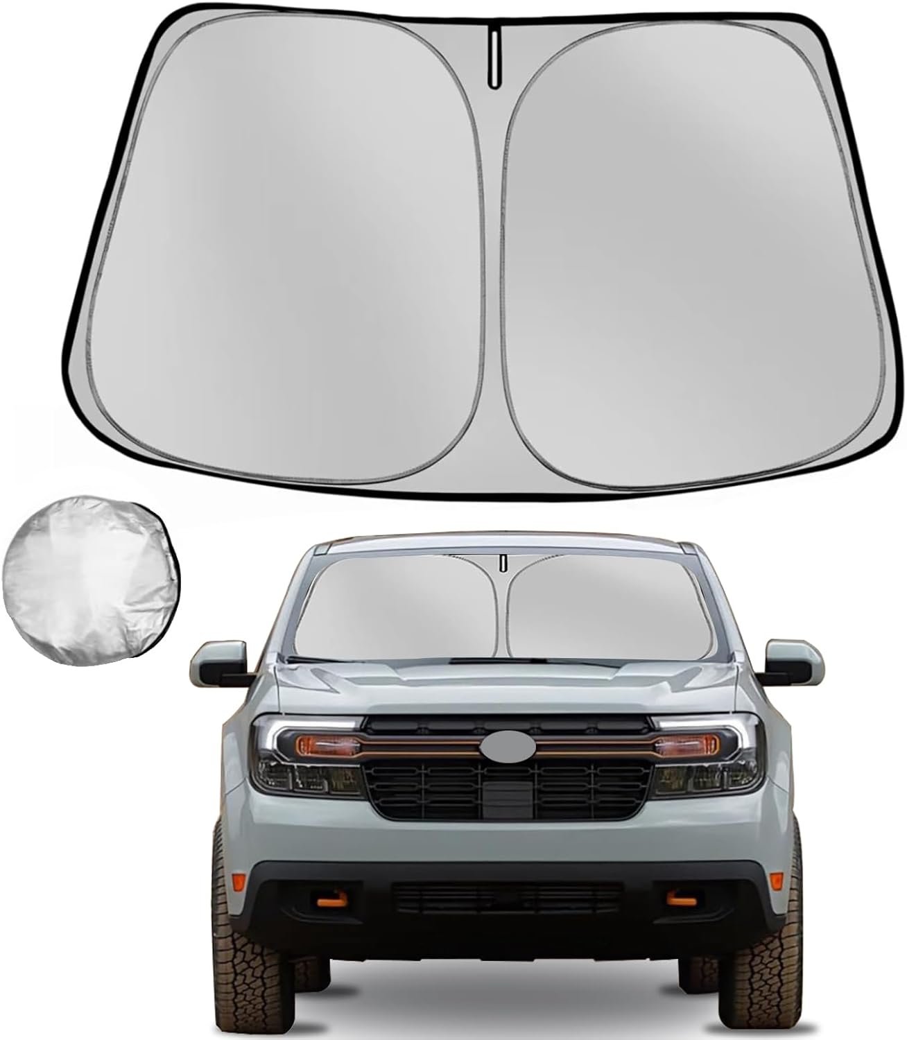 Windshield Sun Shade for 2022 2023 2024 2025 Ford Maverick Foldable Sun Sunshade for Car Front Window Blocks UV Rays and Heat Automotive Interior Protector Custom Fit Accessories