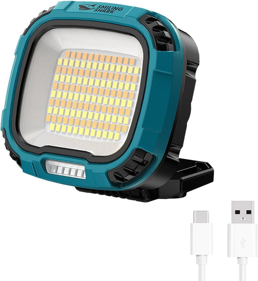 Smiling Shark Working Light, LED Work Light 4000 Lumen 18 Light Mode USB Rechargeable Portable Magnetic Waterproof Drop Resistant Cordless Worklight Job Site Lighting for Garage Repair Camping Outdoor