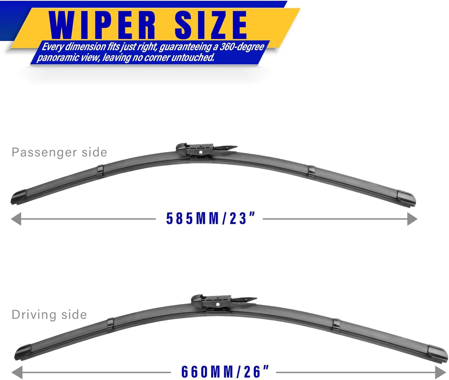 2 wipers Replacement for Toyota Tundra 2007-2020 Toyota Sequoia 2008-2020, Windshield Wiper Blades Original Equipment Replacement - 26"/23" (Set of 2) Pinch Tab