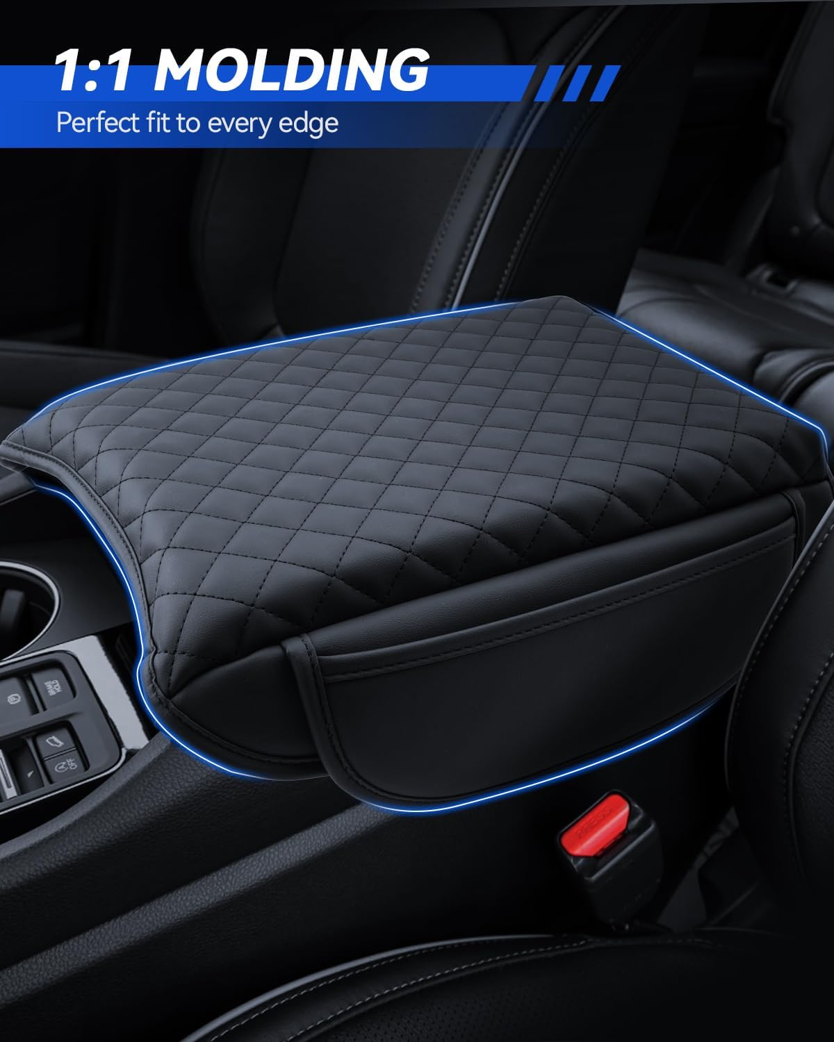 Armrest Cover for 2023-2025 Honda Pilot& 2024-2026 Passport& 2024 2025 Ridgeline Accessories Center Console Middle Lid Pad Protector for Car Elbow Rest-Thickened with Side Pockets Padded