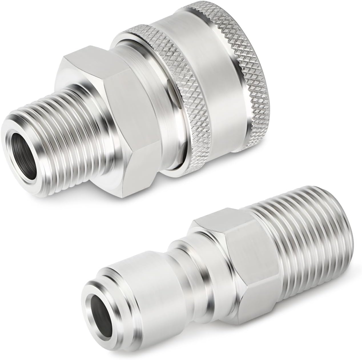 TAISHER 4PCS 304 Stainless Steel Pressure Washer Adapter Kit, Quick Connect Fittings，3/8" Male